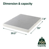 ZINUS 4 Inch Box Spring with Cover, No Assembly Mattress Foundation, Sturdy Metal Structure, Queen, White Zinus