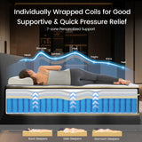 LETMOON Firm Queen Mattress, 16 Inch Gel Memory Foam Hybrid Mattress Queen Size Bed in a Box, Pressure & Pain Relief, CertiPUR-US, Individual Pocket Spring, Edge Support LETMOON