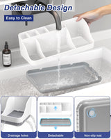 Bathroom Counter Organizer and Storage, 7 Slots Detachable Toothbrush Holders for Bathrooms, Anti-Slip Electric Toothbrush and Toothpaste Holder Countertop Vanity Organizer Accessories for Adults Kids Homtalker