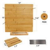 Iswabard 13x13 Inch Bamboo Crochet Blocking Board with 15 Stainless Steel Rods, Perfect for Beginners, Modern Style, Unisex, Adults Iswabard