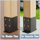 4x4 Post Base 2 Pcs, Heavy Duty Post Anchor with Anti-Corrosive Partition, Inner Size 3.5"x3.5", 13 Gauge Thick Solid Steel, Rust-Proof Powder-Coated Wood Fence Post Brackets for Support Deck, Pergola QZER