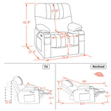 MCombo Oversized Swivel Glider Rocker Power Recliner Chair for Living Room with Heat and Vibration Massage, USB Ports, Cup Holders and Pockets, Faux Leather 7785 (Black) MCombo