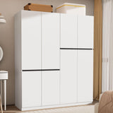 Wakefit 4 Doors Armoire Closet, Wooden Bedroom Armoires with Hanging Rod, Wardrobe Closet with Doors, Freestanding Wardrobe Cabinet for Bedroom, Guest Room, White(20.4" D x 63" W x 74.8" H) Wakefit