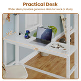 BTHFST Twin Loft Bed with Desk & 8 Storage Drawers Tall Dresser, White Metal Loft Bed with LED Lights & Charging Station, 2-Tier Storage Shelves, Stable & Sturdy, Noise Free, White BTHFST