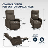 OKUP Power Lift Recliner Chair with Massage and Heat for Elderly, Electric Recliner Chairs for Adults with Side Pocket Remote Control, Infinite Position, Fabric (Brown) OKUP