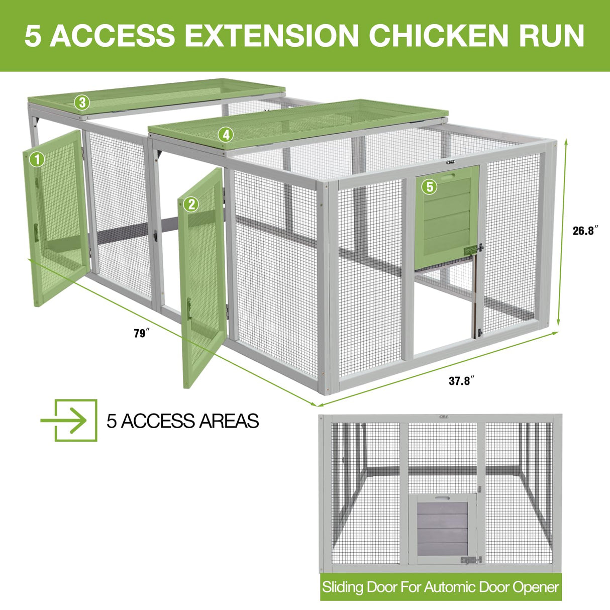 Chicken Coop Run Extension Large Hen House for Chickens,Ducks,Rabbits GUTINNEEN