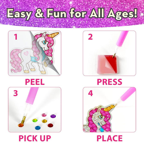 BRYTE Diamond Painting Kits for Kids - Unicorn & Mermaid Crafts with Storage Case, Jewelry, Keychains, Stickers & More - Diamond Art Kits for Kids BRYTE