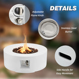 ECOTOUGE 9 Piece Outdoor Patio Half Moon Furniture, Patio Sectional Conversation Sofa Set with 30 Inch Propane Firepit Table Set for for Porch, Backyard and Garden (Blue) ECOTOUGE