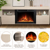 Xbeauty 60" Fireplace Tv Stand Mantel Wood Surround Firebox Freestanding Corner Fireplace Heater Infrared Quartz Heater Adjustable Led Flame, Remote Control,Lightoak Xbeauty