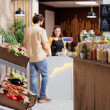 Reception Desk with Counter LED Light, Modern Front Desk with Lockable Drawer, White Retail Checkout Counter for Clothing Store Lobby Beauty Salon (White, 37.8x23.6x15.7in) CDDUOLA