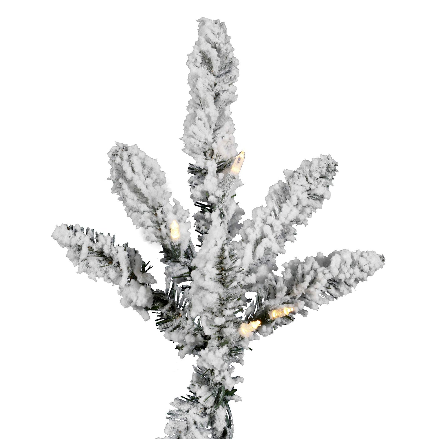 Vickerman 12' Flocked Utica Fir Artificial Christmas Tree, Pure White LED Lights - Snow Covered Faux Tree - Seasonal Indoor Home Decor - Tree Stand Included