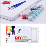 Ginkko Paint by Numbers Kit for Adults Beginner & Kids Ages 8-12 with Wooden Frame Easy Acrylic on Canvas 9x12 inch with Paints and Brushes, Vase Sunflower(Include Framed) Ginkko