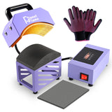 PlanetFlame Hat Press, Mini Hat Press Heat Machine for Caps Hats with 5.4" * 3.1" Curved Teflon Coated Heat Plate & Safety Base for Heat Transfer Vinyl, Sublimation and DIY Projects, Purple PlanetFlame