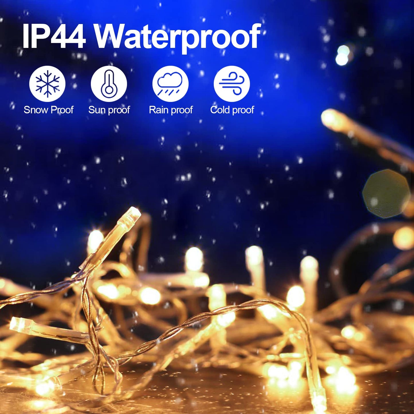 200 FT 500 LED Christmas Lights Outdoor Decorations Super Long Fairy Lights Waterproof 8 Modes Timer Clear Wire String Lights for Outside House Tree Patio Yard Wedding Party Holiday-Warm White