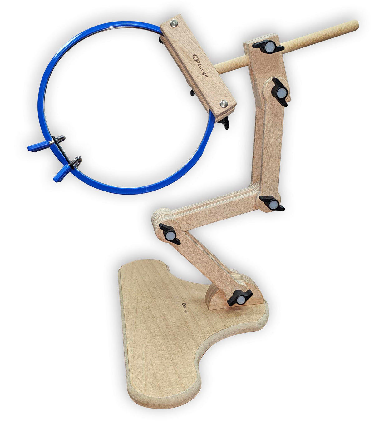 Adjustable Embroidery Table Stand with Swivel Holder, Cross Stitch Hoop Stand, Embroidery Hoop Holder. Hand Polished Natural Wood Nurge