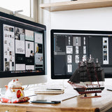 1Pc Wooden Pirate Model Sailboat Vessel Model Sailing Boat Home Decor IMIKEYA