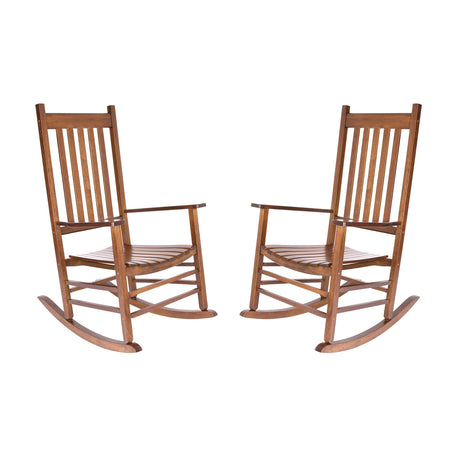 Shine Company Vermont Rocking Chairs, Outdoor Front Porch Rocker Set of 2, Oak Shine Company
