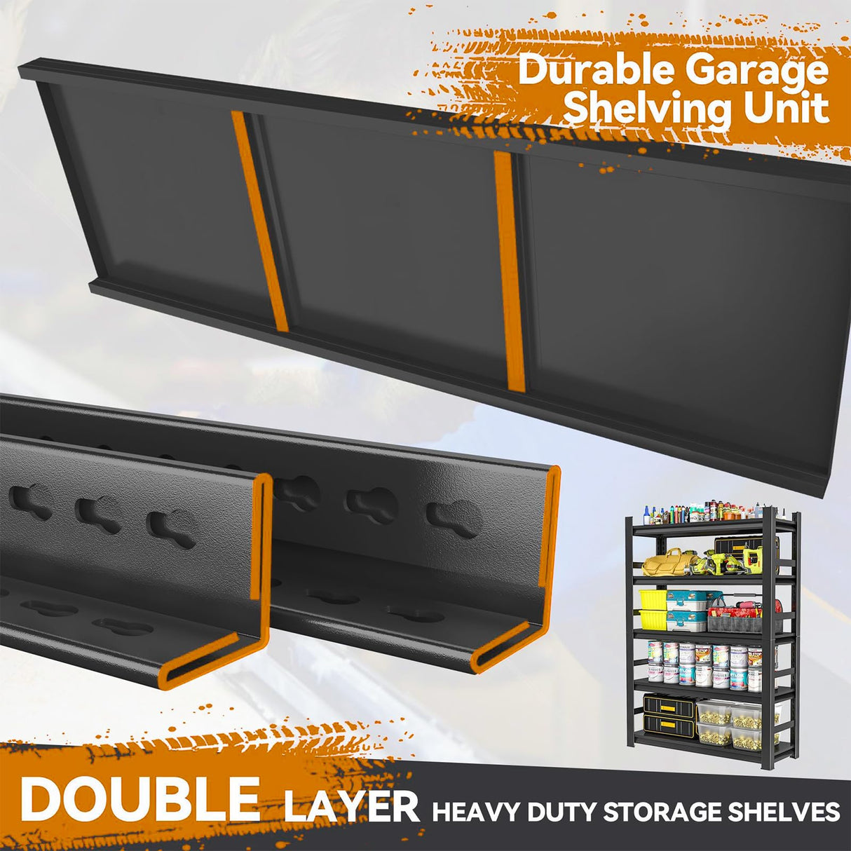 Bezuny 5-Tier Shelving Unit, Industrial Metal Heavy Duty Garage Shelving, 2500 LBS Metal Storage Shelf, Adjustable Steel Shelves for Garage, Pantry Closet, Warehouse, Basement, Workshop, Black Bezuny