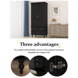 FUNISIR Bedroom Wardrobe Cabinet with 2 Doors, Wood Armoire Closet with Hanging Rod, Wardrobe Closet with 3 Drawers & Multi-Shelves for Clothes Organize, Black (19.7" D x 31.5" W x 70.9" H) FUNISIR