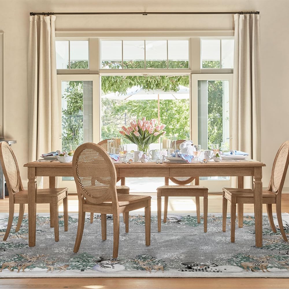 Artoid Mode Grey Snowman Deer Tree Christmas Area Rug, Winter Home Decor Low-Profile Washable Area Rugs for Entryway Bedroom Living Room Laundry Room Indoor 5x7 Feet Artoid Mode