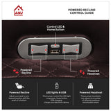 ANJ Power Home Theater Seating Recliner Chairs, PU Leather Recliner with Cup Holder, Electric Movie Theater Reclining Chairs with Adjustable Powered Headrest, LED Lights, Hidden Arm Storage (Brown) ANJ