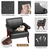 STHOUYN Black Leather Accent Chairs Set of 2, Mid Century Modern Accent Chair, Side Arm Chairs for Living Room, Office Guest Waiting Room Chairs (2, Black) STHOUYN