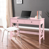 Lewahom Writing Computer Desk with Drawers, Cute Modern Table for Bedrooms, Pink Vanity Table Office Desk with Drawers, Home Computer Desk for Girls Living Room Entryway, Pink Lewahom