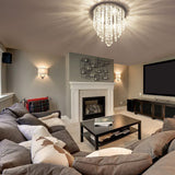 lifeholder Mini Chandelier, Crystal Chandelier Lighting, 2 Lights, Flush Mount Ceiling Light, H10.4'' x W8.66'' Modern Chandelier Lighting Fixture for Bedroom, Hallway, Bar, Kitchen, Bathroom lifeholder