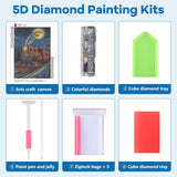 NAIMOER Christmas Diamond Art Kits for Adults Beginner, Christmas Train 5D Diamond Painting Kit, Full Drill Gem Art DIY Paint by Diamonds Dot, Diamond Painting Crafts for Home Wall Decor 12x16inch NAIMOER