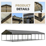 EROMMY 20x40 FT Metal Carport, Heavy Duty Car-Shelter with Galvanized Steel Roof and Frame, Sturdy Car-Shed in All Weathers, Easy Assembly Car-Canopy for 2 Cars, SUV, Tractors and Boat, Gray EROMMY