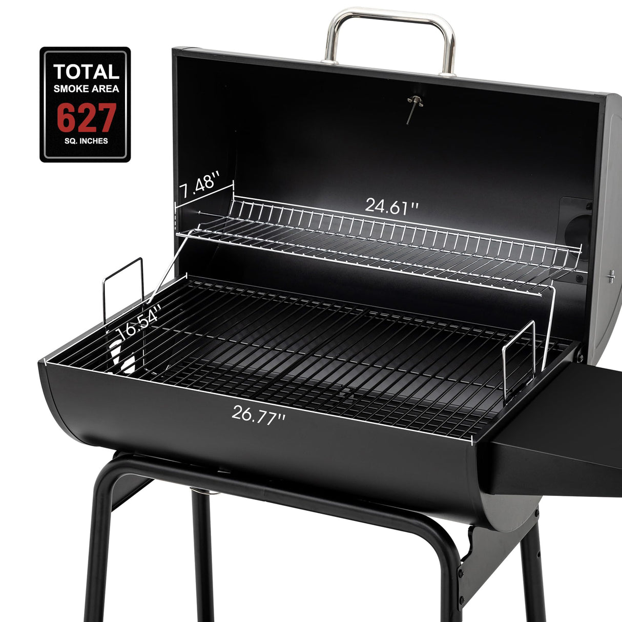 Royal Gourmet CC1830 30 Inch Barrel Charcoal Grill with Side Table, Outdoor BBQ Grill with 627 Sq. In. Cooking Space for Backyard, Patio and Parties, Black Royal Gourmet