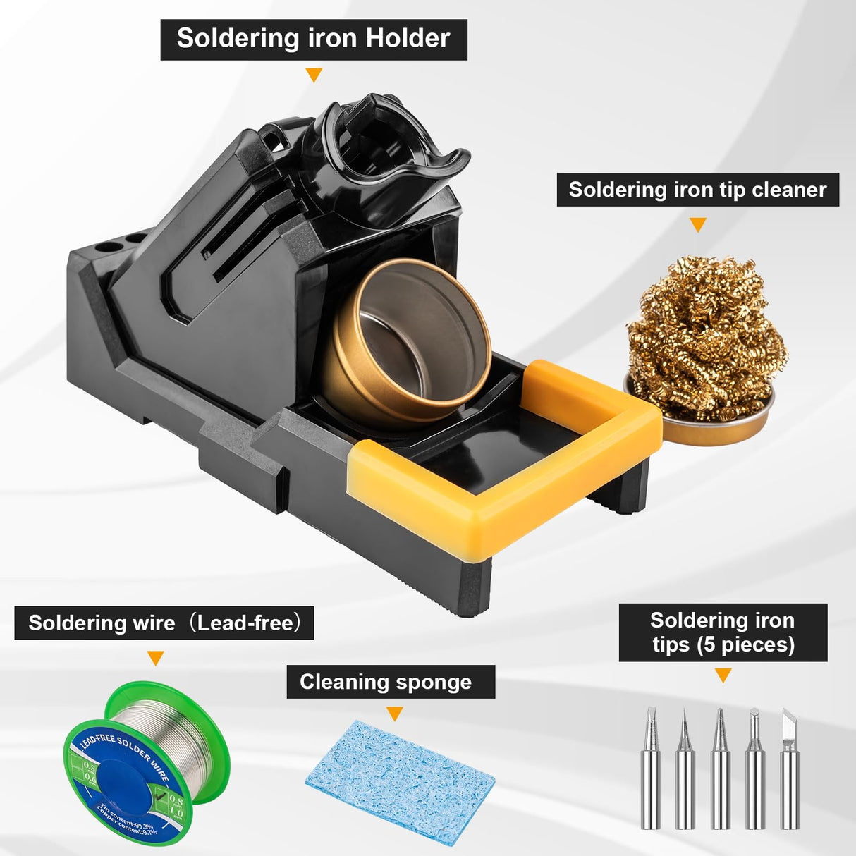 Upgraded Soldering Station Kit - Fast Heating with ESD Safe Design, 5 Replaceable Soldering Iron Tips & 63.5oz Sturdy Construction - for Electronics Repair, DIY & Home Welding Siziviki