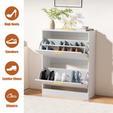 JOZZBY Shoe Cabinet Storage for Entryway, Slim White Hidden Shoe Organizer Cabinet with 2 Flip Drawers, Wooden Narrow Shoe Rack with 2 Tier Freestanding for Hallway, Living Room JOZZBY