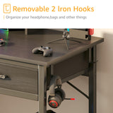 DLisiting Computer Desk with Fabric Drawers for Home Office Bedroom, 40 Inch Small Gaming Desk with 2 Drawers, Study Writing Table PC Desks, Black DLisiting