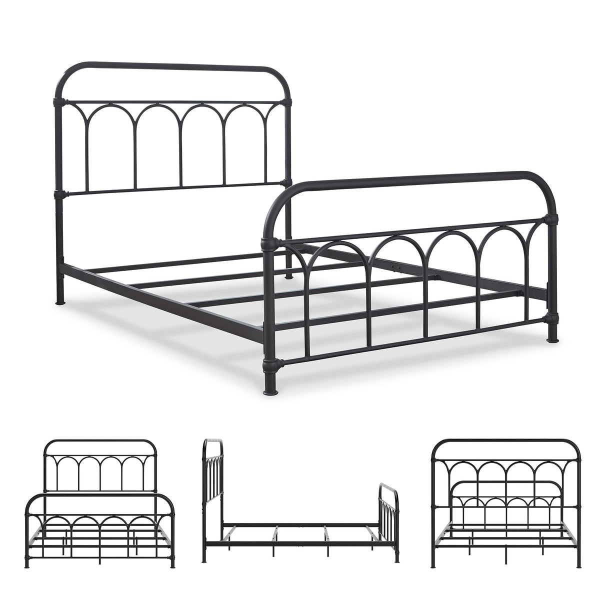 Signature Design by Ashley Nashburg Industrial Farmhouse Metal Bed, Full, Matte Black Signature Design by Ashley