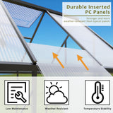 HOOYEAH Green Houses for Outside, 6 x 12 FT Polycarbonate Greenhouse with Lockable Door, Heavy Duty Winter Greenhouses for Outdoors, Aluminum Sunroom Plant Care House HOOYEAH