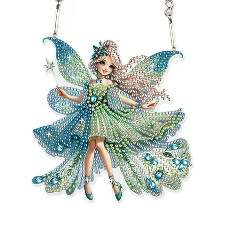 AiYuanzsh Green Butterfly Fairy Diamond Art Painting Hanging Pendant Kit Special Shaped Diamond Dots Art Acrylic Ornaments Diamond Art Painting Pendant for Adult Home Wall Window Decor Gift AiYuanzsh