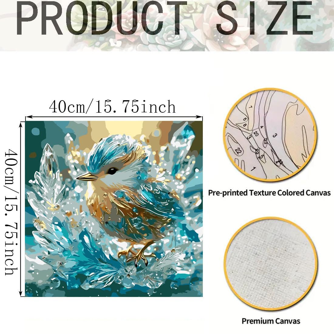 SHICERNHJ Birds Paint by Numbers Kit for Adults,Crystal Bird Adults' Paint-by-Number Kits for Beginner,DIY Acrylic Paint by Number On Canvas for Home Wall Decor 16X16 Inch SHICERNHJ