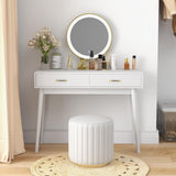 FUNKOCO White Small Desk with Drawers - 40 Inch Home Office Study Writing Desk for Bedroom, Vanity Desk with 4 Solid Legs, Modern Computer Desk for Small Spaces FUNKOCO