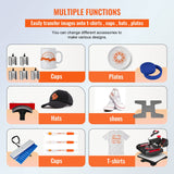 VEVOR 11 in 1 Heat Press Machine 15x12 Inch Tshirt Press Machine 360° Swing Away Digital Shirt Printing Multifunction Heat Transfer Clamshell Sublimation for T-Shirt Hat Cap Mug Plate Pen Shoes VEVOR