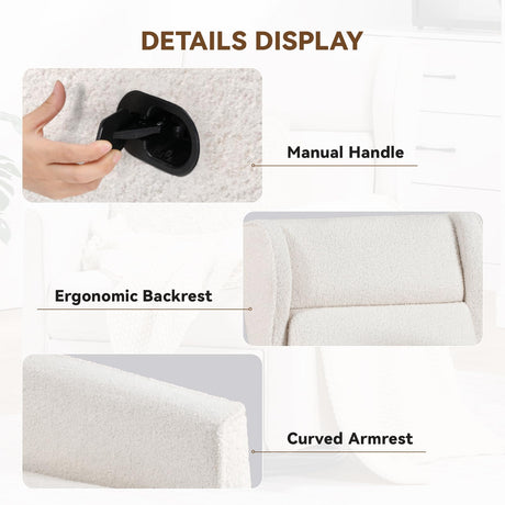 COMHOMA Nursery Rocking Chair Teddy Upholstered Swivel Rocker Recliner Manual Glider Reclining Chair for Living Room Bedroom Offices (Beige, 1 PCS) COMHOMA