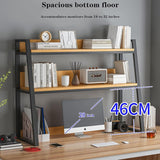 2-Tier Black Desktop Bookshelf Organizer for Efficient Home Office & Dorm Storage Oisei