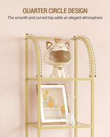 Hzuaneri Bookcase Bookshelf, Tempered Glass Arched Bookshelf for More Storage, Slim Shelving Unit for Bedroom, Bathroom, Home Office, Steel Frame, 5 Tier Gold BC20599G Hzuaneri