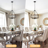 Farmhouse Chandelier for Dining Room 4-Light Rustic Chandeliers Imitation Wood Grain Pendant Light Fixture Modern Industrial Chandelier for Kitchen Island Entryway Foyer Bedroom Hallway，E26 Metal TCWGAUI