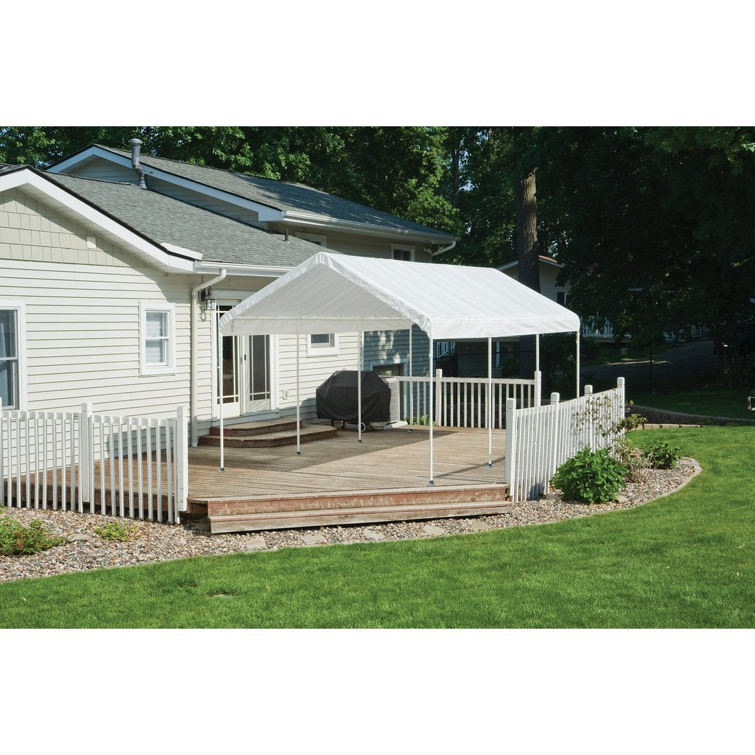 ShelterLogic 10' x 20' MaxAP Canopy Series Compact Outdoor Easy to Assemble Steel Metal Frame Canopy with 50+ UPF Sun Protection and Waterproof Cover, white (23522) ShelterLogic