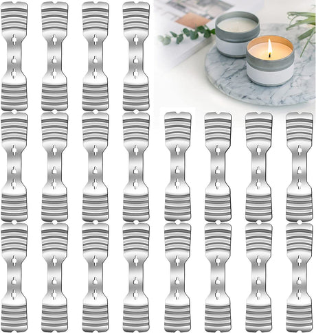 20 pcs Metal Candle Wick Holders, Upgraded Candle Wick Centering Devices, Silver Stainless Steel Candle Wick Holder for Candle Making ABK