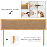 Nipe Boho King Headboard - Solid Wood with Burlap Pattern, Easy Wall or Bed Frame Assembly Bme