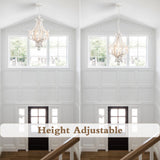 ALISADABOY Farmhouse Rustic Wood Light Fixture Distressed White Dining Room Pendant Chandelier French Country 4 Light Candle Hanging Lamp for Kitchen Island Living Room Bedroom Entryway Foyer ALISADABOY