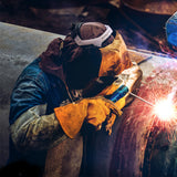 Worldity 6Pcs Welding Slag Removal Tool Set, 10 Inch Welding Chipping Hammer with Coil Spring Handle, Welding Pliers, Wire Brush, Metal Sheet Thickness Gauges and Welding Gloves for Removing Slag Worldity