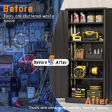 Furniwell Metal Storage Cabinet with 2 Doors & 4 Adjustable Shelves, Lockable Garage Storage Cabinet, Steel Utility File Cabinet for Home, Garage, Black, 71" H x 31.5" W x 15.7" D Furniwell